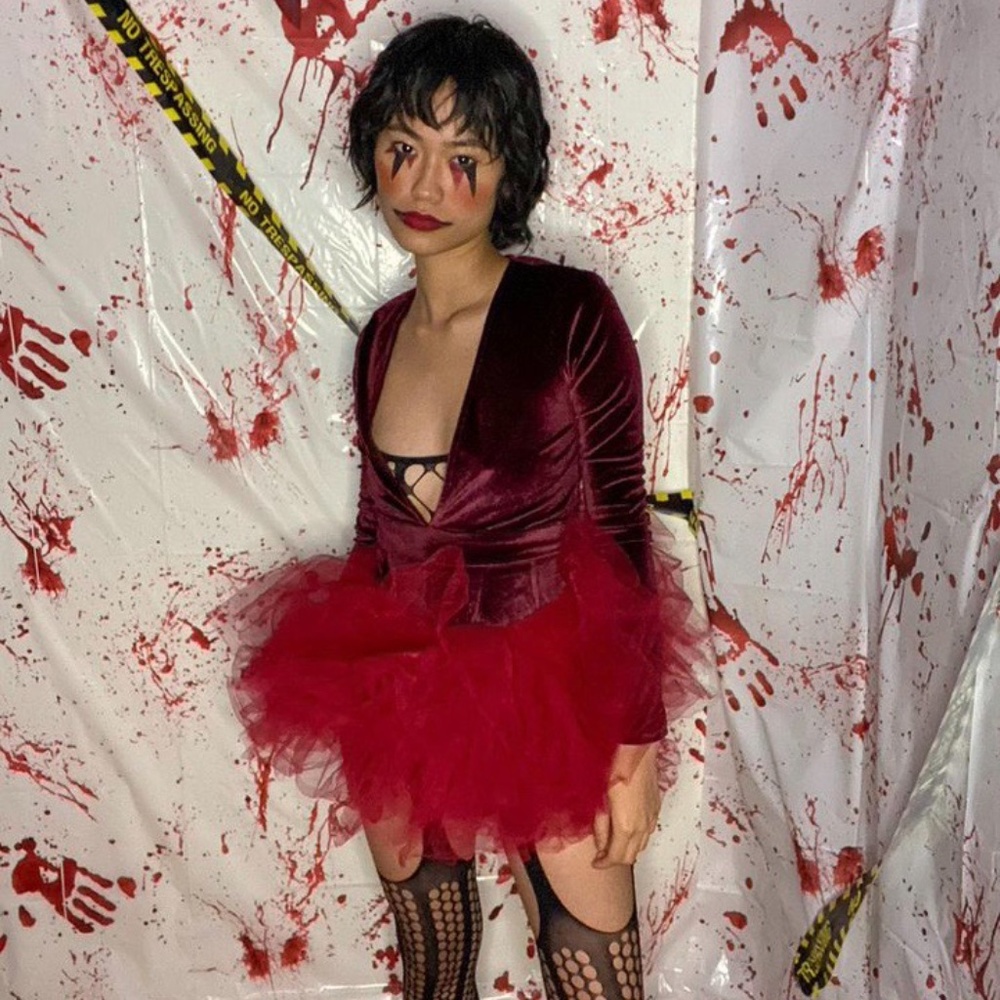 Sexy burgundy suade romper